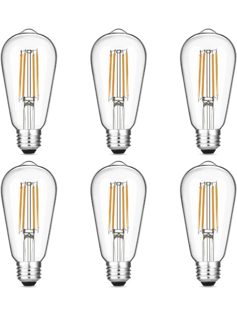 Vintage Dimmable LED Edison Bulbs 60W Equivalent, Warm White 2700K, 6-Pack